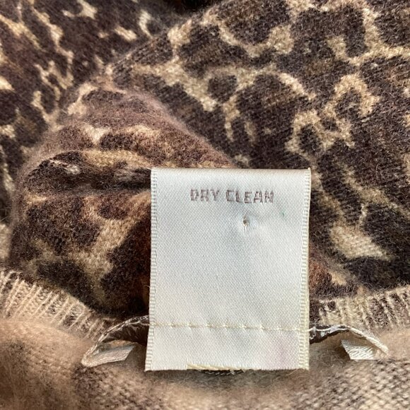 Kenar Leopard 2-Ply Cashmere Sweater V-Neck Womens XL - Picture 8 of 9